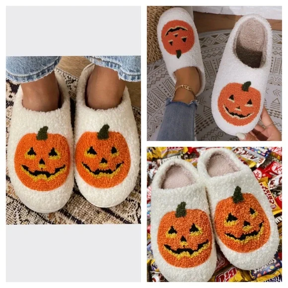 CC Boutique Halloween Pumpkin Slippers - Orange and White - Picture 1 of 1